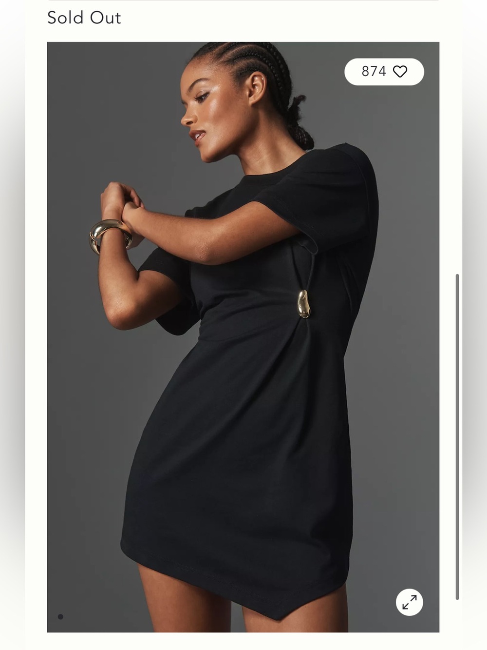 Anthropologie Black Mini Dress Gold hardware